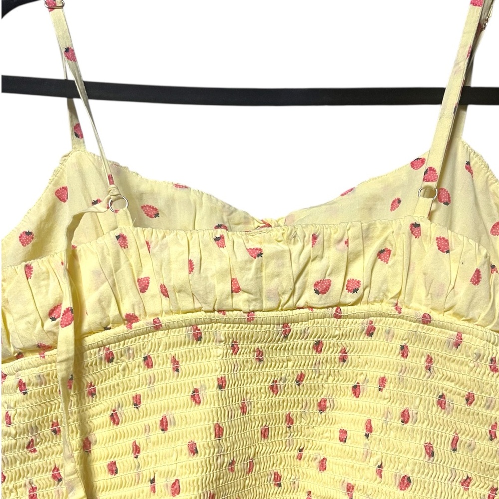 Free People Lavender Daze Butter Yellow Strawberry Drop waist dress Sz M - Picture 7 of 7